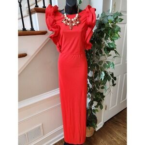 Fashion Nova Always A Good Time Ruffle Polyester Sleeveless Maxi Long Dress 1X